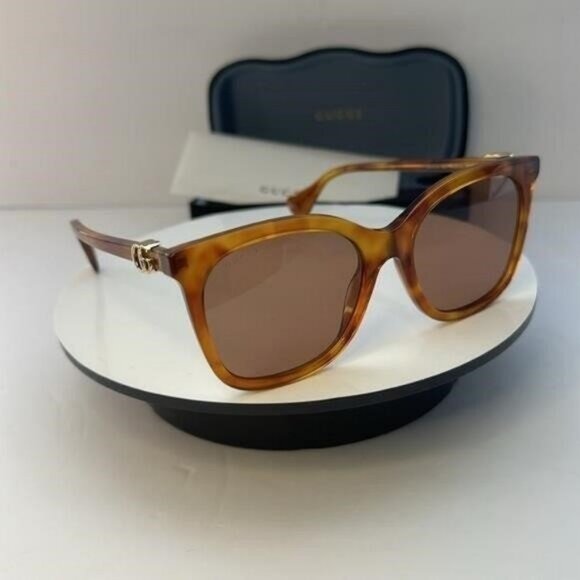 New- Authentic 💯GG1071S 003 55 GUCCI HAVANA CAT-EYE SUNGLASSES - Picture 12 of 13